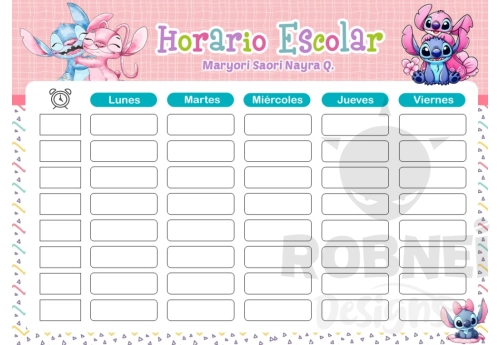 Lilo y Stitch Horario Escolar